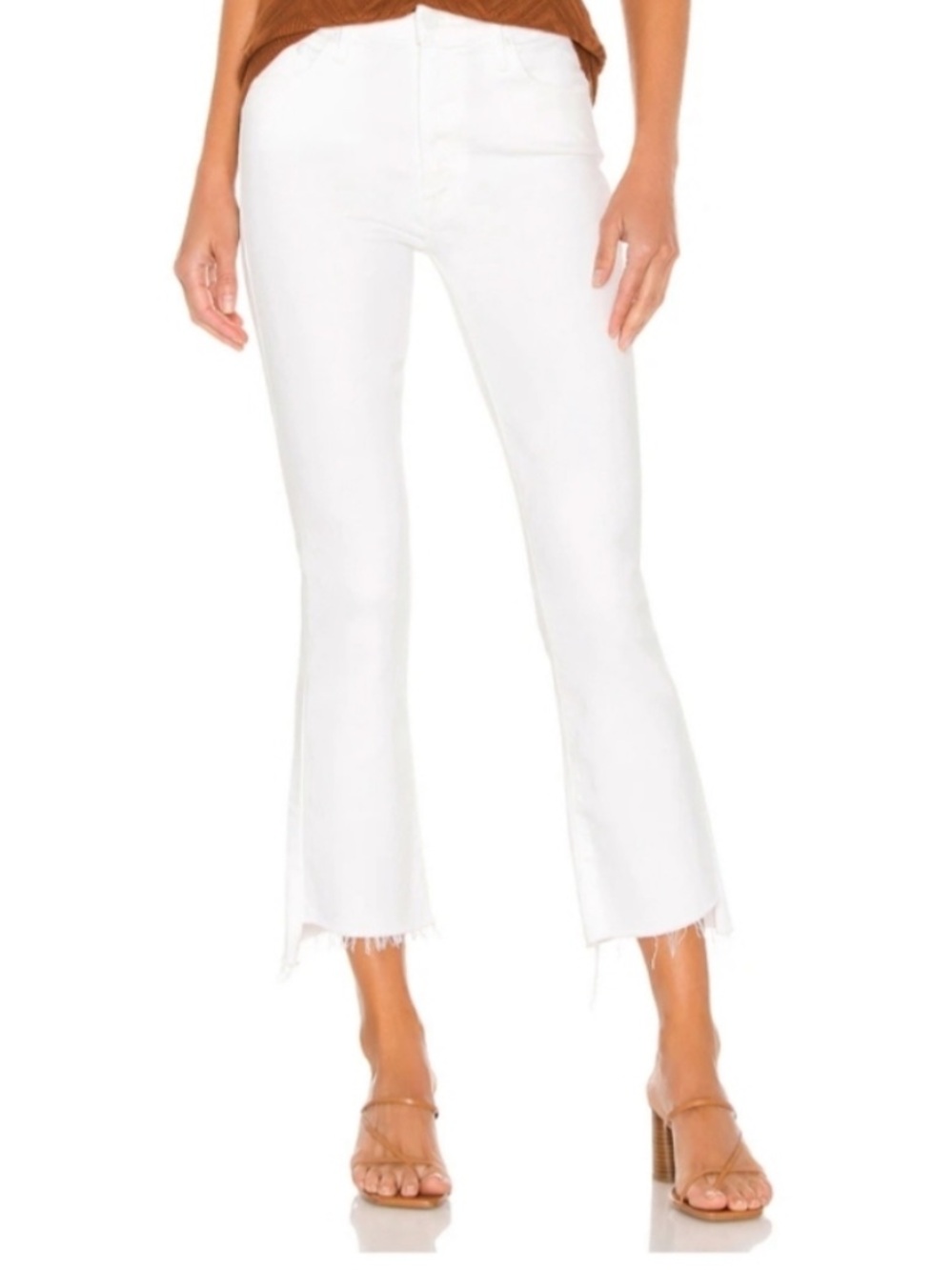 Mother Insider Step Crop in White